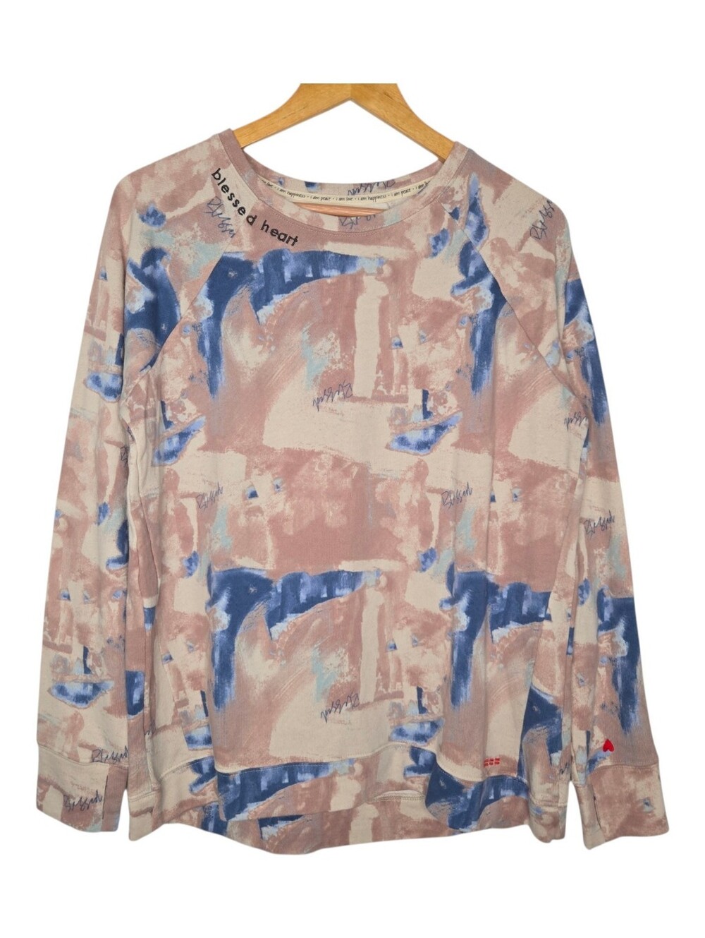 Peace Love World Womens Tie Dye Blessed Heart Oversized Crewneck Sweatshirt XS